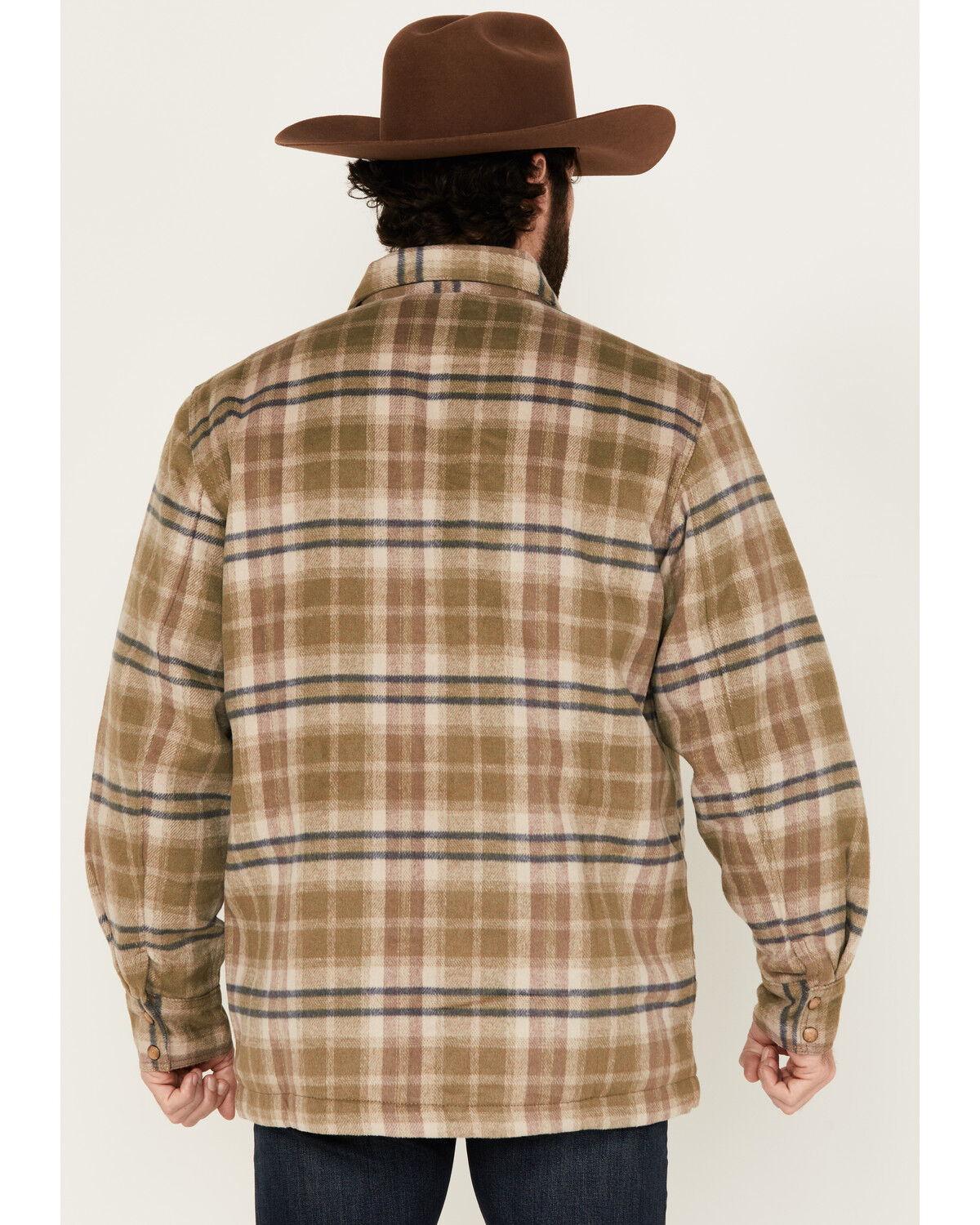Image #4 - Wrangler Men's Plaid Print Quilted Jacket, Olive, hi-res