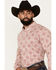 Image #2 - Cody James Men's Lucky One Medallion Print Long Sleeve Button-Down Stretch Western Shirt, Burgundy, hi-res