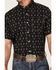 Panhandle Men's Performance Southwestern Diamond Print Short Sleeve Button Down Western Shirt , Black, hi-res
