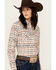 Image #2 - Panhandle Women's Southwestern Print Long Sleeve Snap Western Shirt, Natural, hi-res