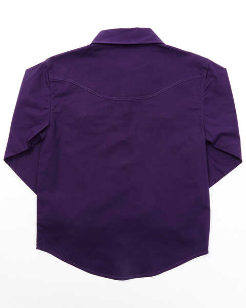 Shyanne Toddler Girls' Plaid Print Floral Yoke Long Sleeve Snap Western Shirt , Purple, hi-res