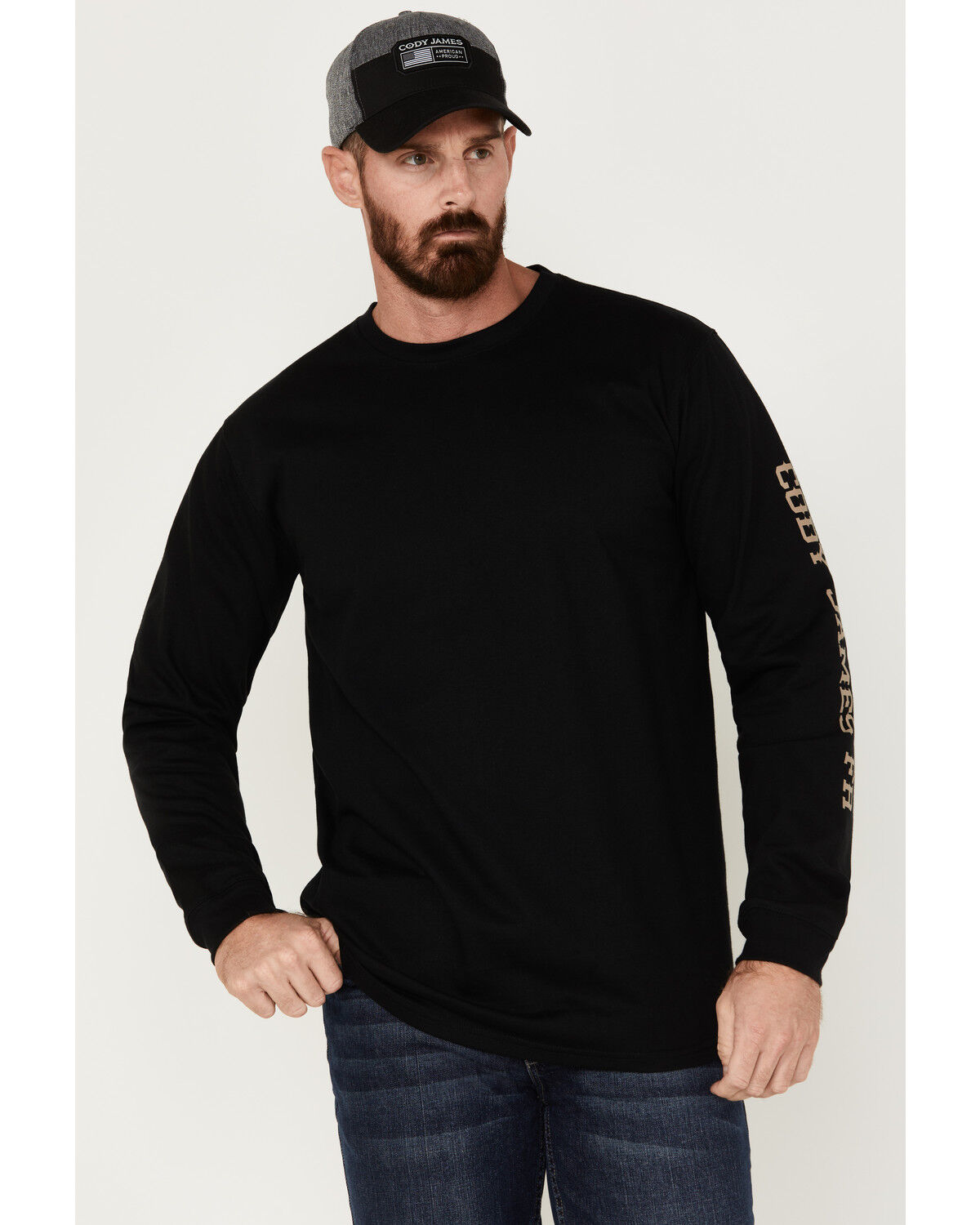 Image #2 - Cody James Men's Bull Skull Logo Graphic Long Sleeve Work T-Shirt, Black, hi-res