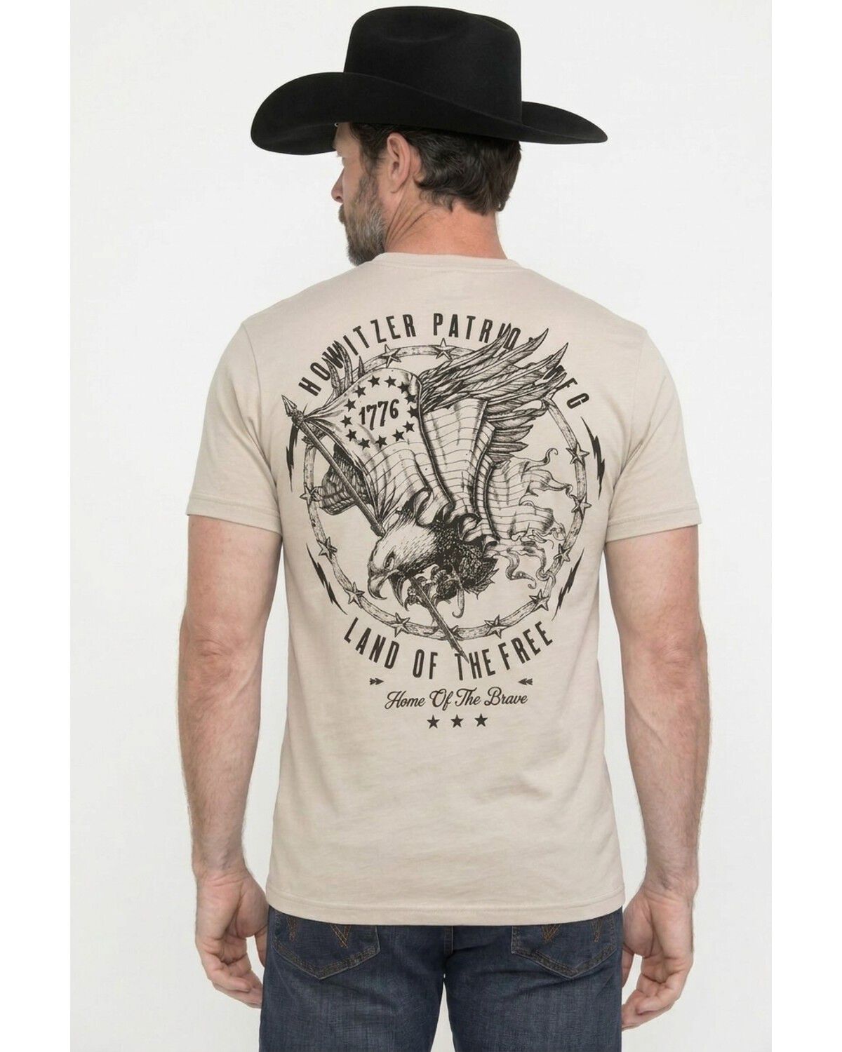 Image #1 - Howitzer Men's Boot Barn Exclusive Patriot Eagle Short Sleeve Graphic T-Shirt, Cream, hi-res