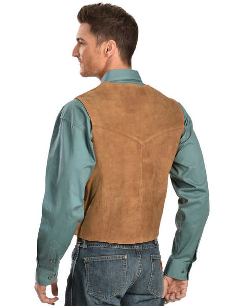 Image #3 - Scully Men's Calfskin Suede Snap Front Vest, Rust, hi-res