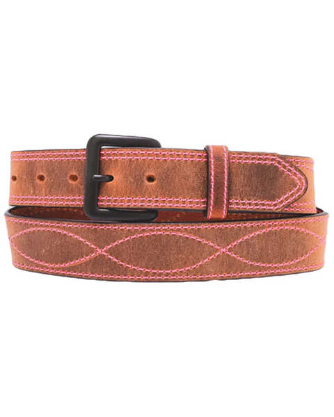 Image #1 - Heritage Leathers Women's Pink Vintage Rodeo Belt, Brown, hi-res