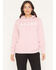 Image #1 - Ariat Women's Boot Barn Exclusive Lace Puff Logo Hoodie, Pink, hi-res