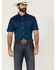 Image #1 - RANK 45&reg; Men's Ribbon Medallion Print Short Sleeve Button-Down Stretch Western Shirt, Blue, hi-res