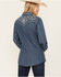 Image #4 - Wrangler Retro Women's Dark Wash Denim Embroidered Long Sleeve Western Shirt , Dark Wash, hi-res