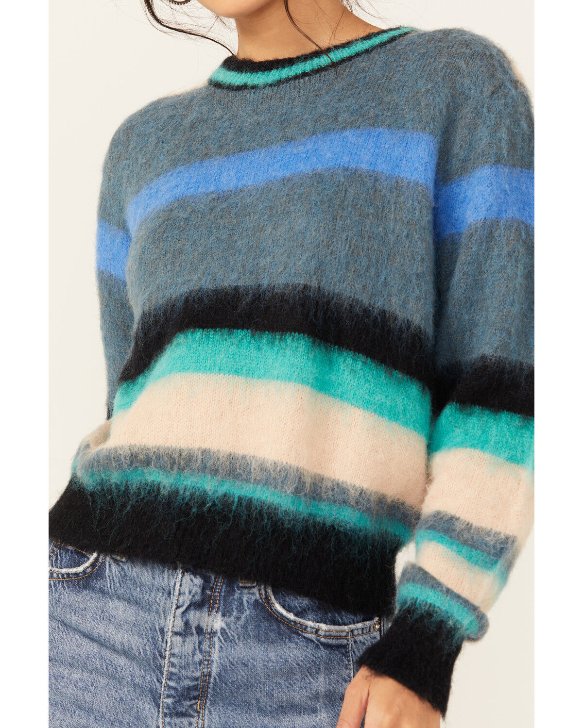 Image #3 - Molly Bracken Women's Striped Long Sleeve Sweater, Green, hi-res