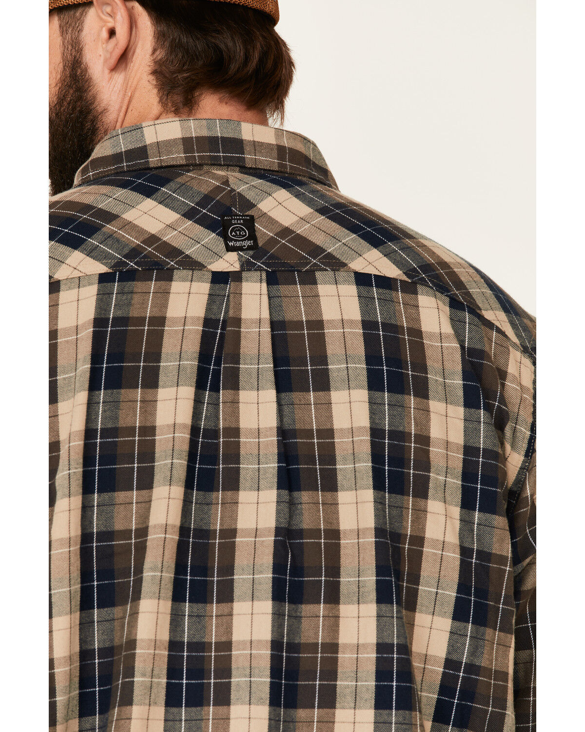 Image #5 - ATG™ by Wrangler All Terrain Men's Dark Sapphire Plaid Thermal Lined Long Sleeve Western Flannel Shirt , , hi-res