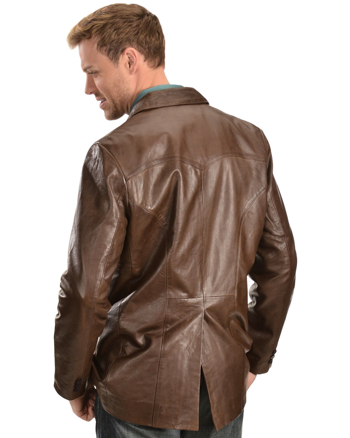 Image #3 - Scully Lamb Leather Blazer - Reg, Chocolate, hi-res