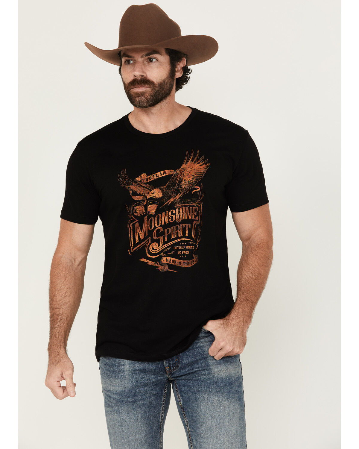 Image #1 - Moonshine Spirit Men's Country Soul Eagle Short Sleeve Graphic T-Shirt, Black, hi-res
