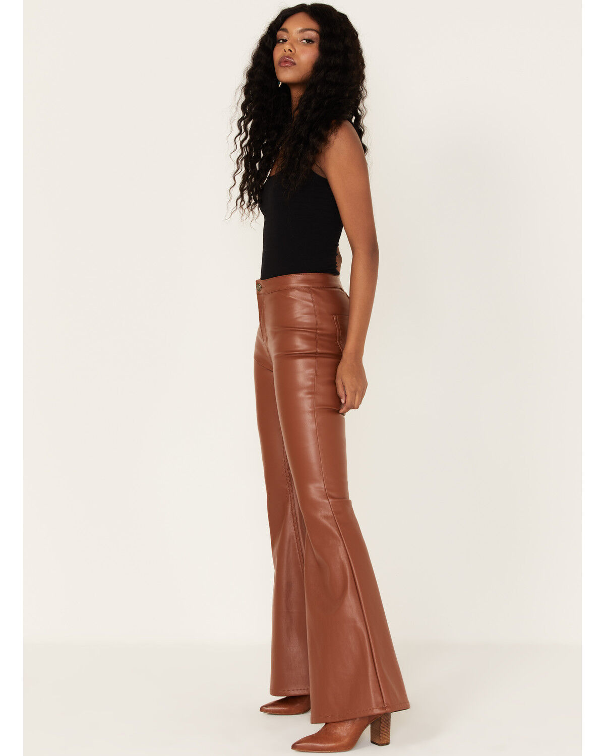 Image #1 - Rock & Roll Denim Women's Pleather High Rise Flare Jeans, , hi-res