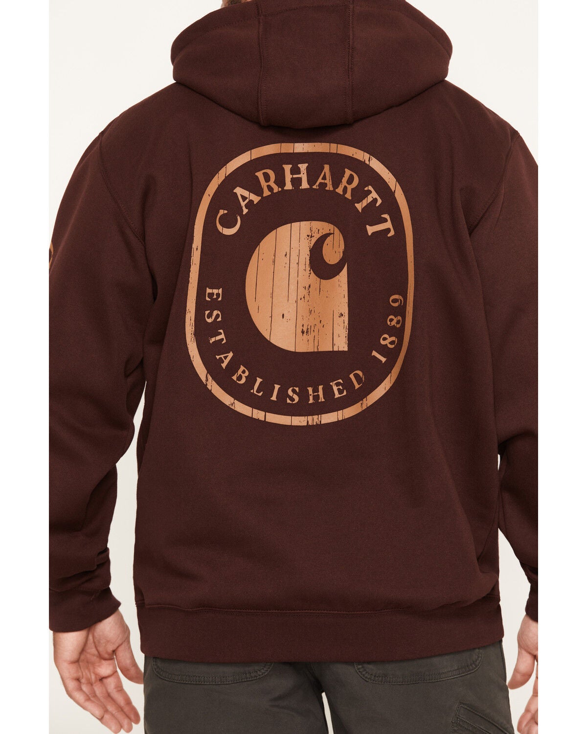 Image #4 - Carhartt Men's Paxton Rain Defender&trade; Graphic Hooded Sweatshirt, Burgundy, hi-res