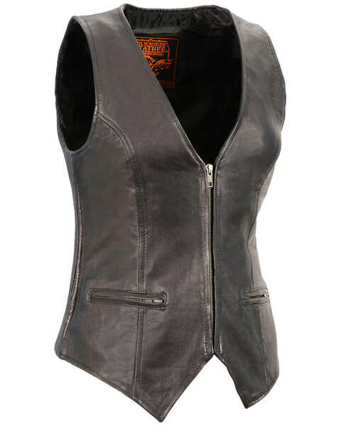Milwaukee Leather Women's Black Lightweight Front Zipper Conceal Carry Vest - 3X , Black, hi-res