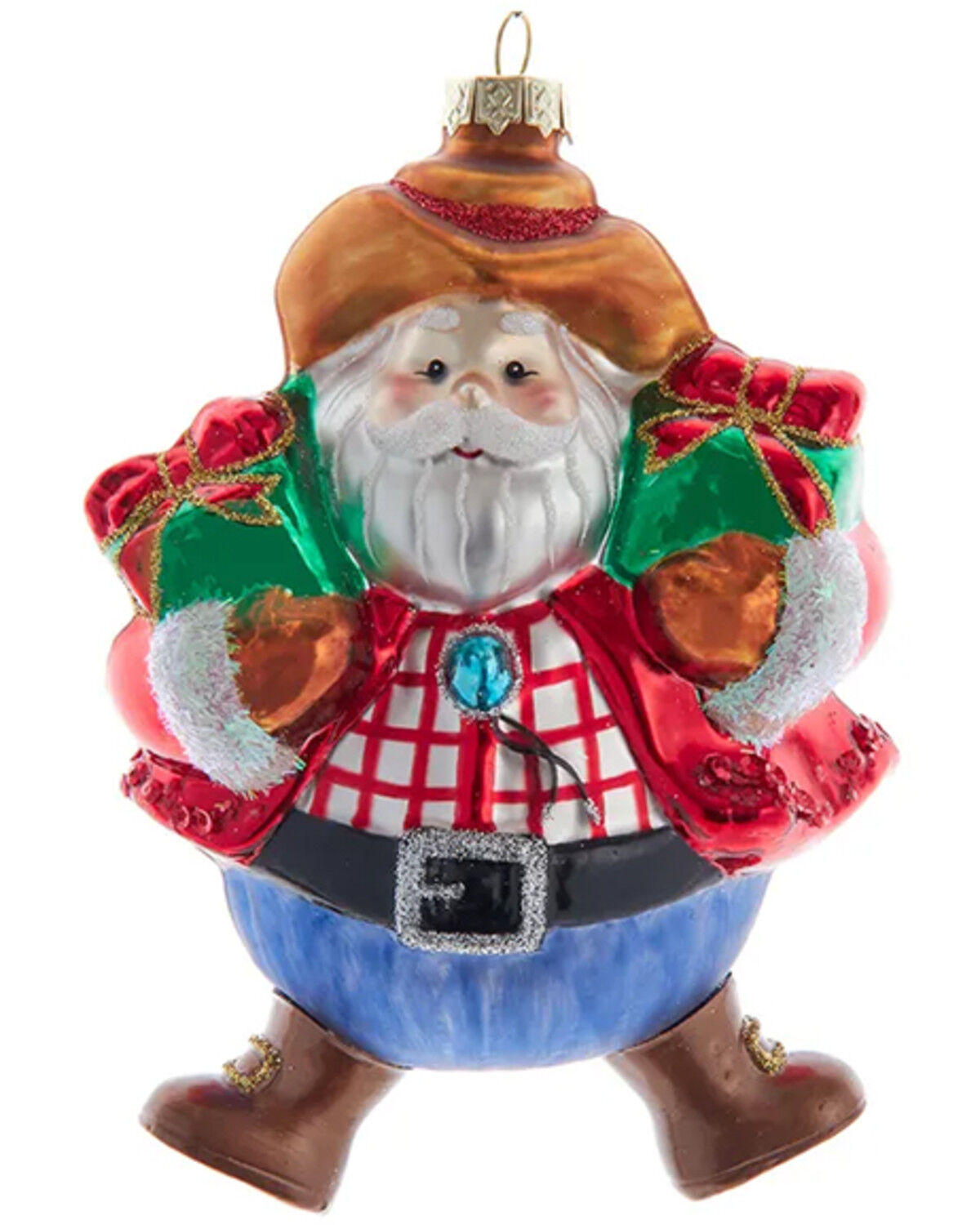 Image #1 - Kurt Adler Noble Gems™ Glass Western Santa Ornament, Multi, hi-res