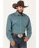 Image #1 - Stetson Men's Geo Print Long Sleeve Pearl Snap Western Shirt, Teal, hi-res