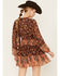 Image #4 - Miss Me Women's Floral Print Long Sleeve Mini Dress, Burgundy, hi-res