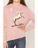 Image #3 - Shyanne Girls' Horse Pullover Knit Sweater, Mauve, hi-res