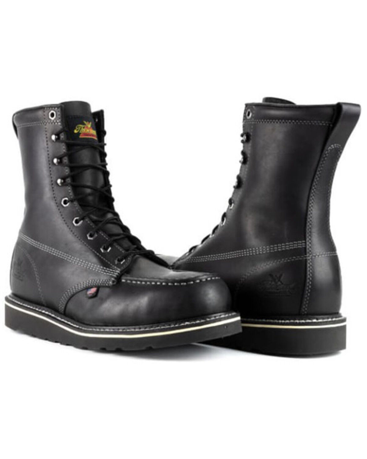 Image #1 - Thorogood Men's American Heritage USA Work Boots - Steel Toe, Black, hi-res