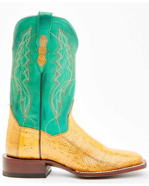 Image #2 - Dan Post Women's Exotic Watersnake Skin Western Boots - Broad Square Toe, Gold, hi-res