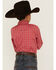 Wrangler Boys' Wrinkle Resist Checker Long Sleeve Snap Western Shirt, Red, hi-res