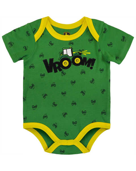 Image #1 - John Deere Infant Boys' Vroom Short Sleeve Onesie , Green, hi-res