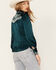 Image #4 - Shyanne Women's Embellished Velvet Long Sleeve Button-Down Western Shirt, Deep Teal, hi-res