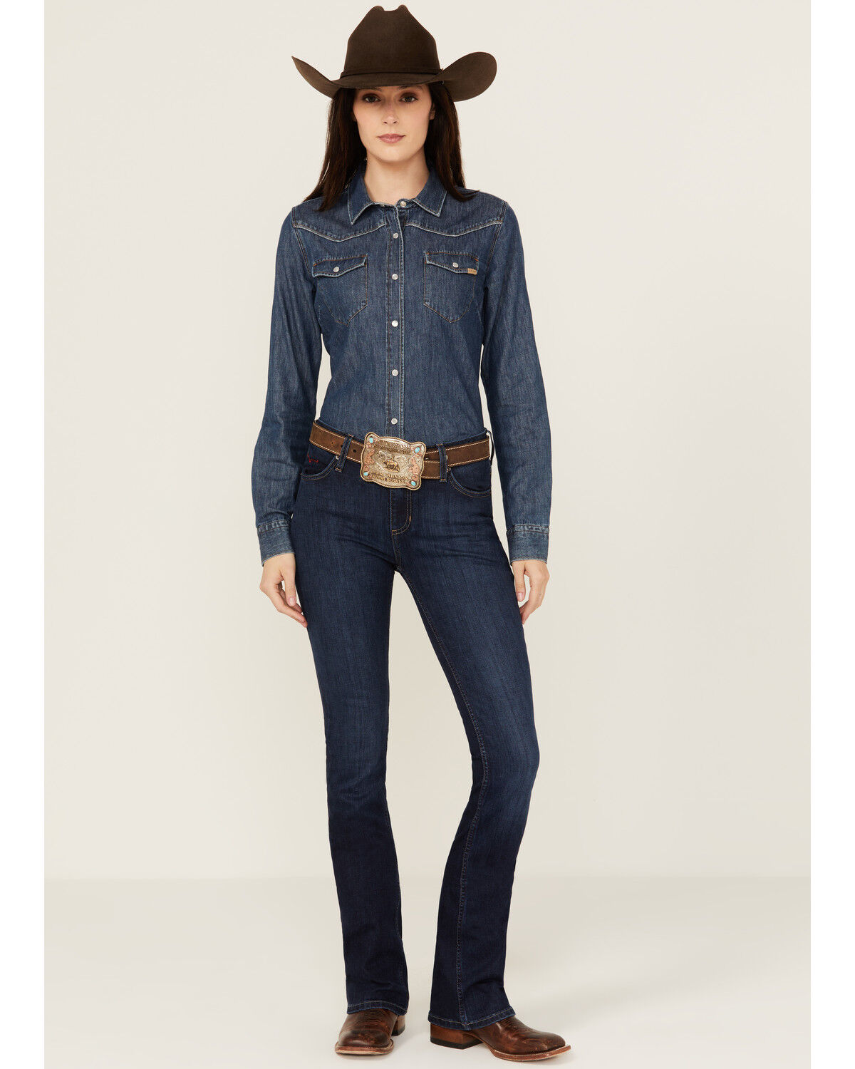 Image #1 - Kimes Ranch Women's Dark Wash Chloe Flare Bootcut Jeans, Blue, hi-res