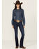 Image #1 - Kimes Ranch Women's Dark Wash Chloe Flare Bootcut Jeans, Blue, hi-res
