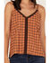 Image #3 - Cleo + Wolf Women's Plaid Print Flannel Tank Top, Cognac, hi-res