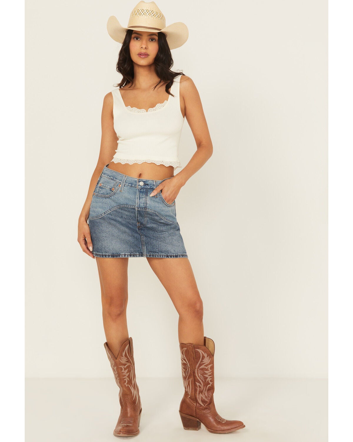 Levi's Women's Moto Icon Zipper Front Denim Mini Skirt | Sheplers