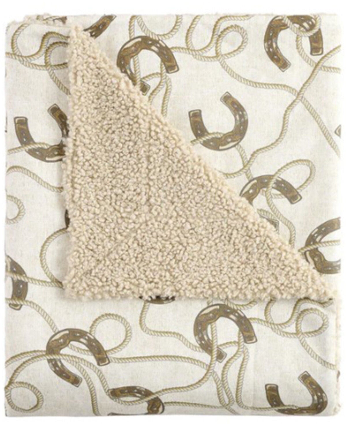 Image #2 - HiEnd Accents Pierre Equestrian Cotton Sateen Teddy-Backed Throw Blanket, Brown, hi-res
