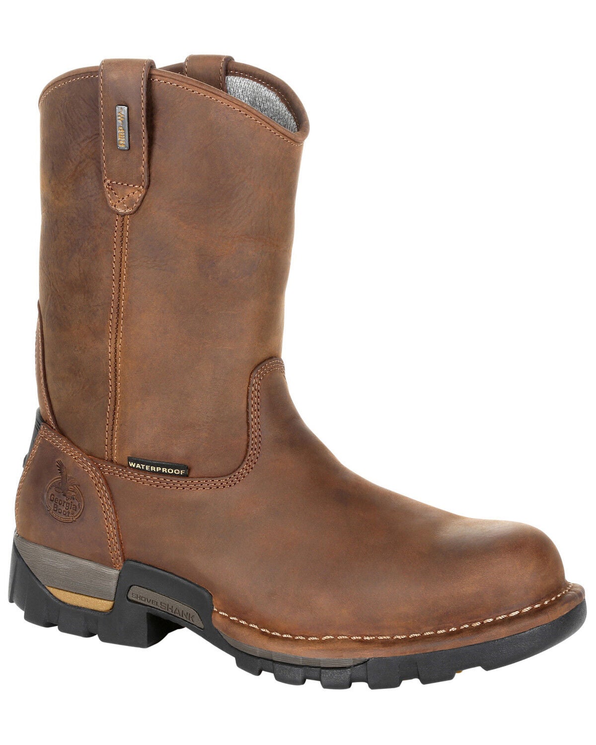 Georgia Boot Men's Eagle One Waterproof Pull On Work Boots - Soft Toe, Brown, hi-res