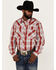 Image #1 - Cowboy Hardware Men's Burgundy Hombre Plaid Long Sleeve Pearl Snap Western Shirt, Burgundy, hi-res