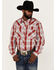 Image #1 - Cowboy Hardware Men's Burgundy Hombre Plaid Long Sleeve Pearl Snap Western Shirt , Burgundy, hi-res