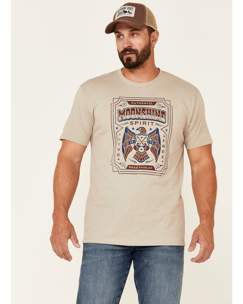 Moonshine Spirit Men's Label Proof Eagle Guitar Graphic Short Sleeve T-Shirt , Beige/khaki, hi-res