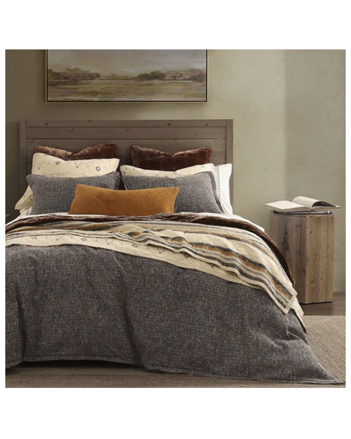HiEnd Accents Maverick Longhorns Reversible Full/Queen Size Quilt Set - 3 Piece, Tan, hi-res