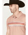 Image #2 - Hooey Men's Weekender Border Striped Polo, Light Pink, hi-res