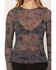 Image #3 - Ash & Violet Women's Conversational Print Long Sleeve Mesh Top, Dark Grey, hi-res