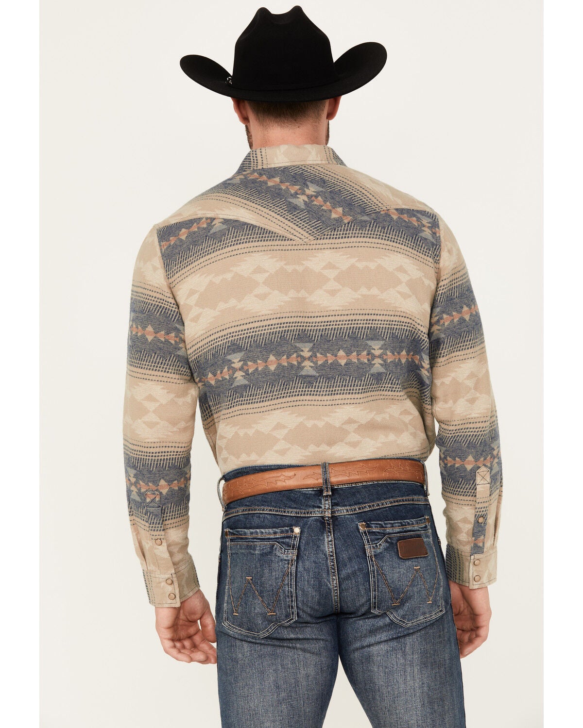 Image #4 - Cody James Men's Arrow Bear Southwestern Print Long Sleeve Snap Western Shirt, Tan, hi-res