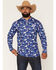 Image #2 - PBR Men's Camo Print Long Sleeve Hooded Shirt, Blue, hi-res