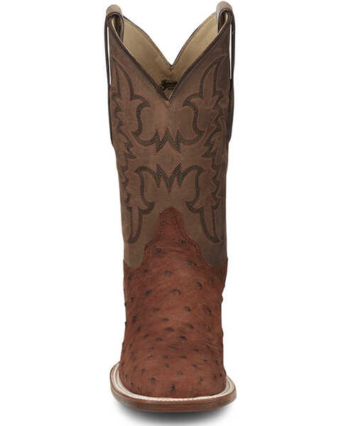 Image #4 - Justin Men's Full-Quill Ostrich Exotic Boot - Square Toe, Brandy Brown, hi-res