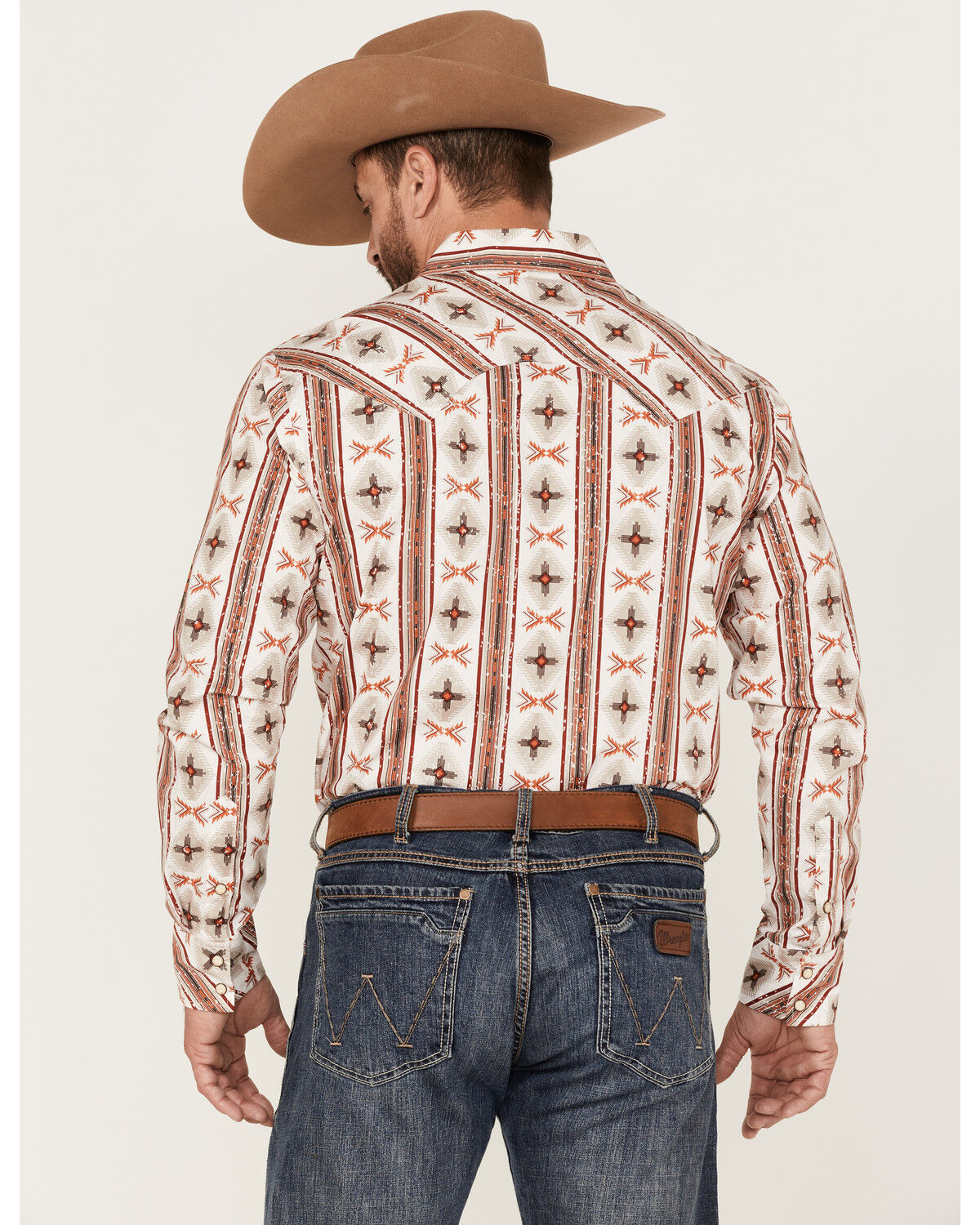 Image #4 - Rock & Roll Denim Men's Vertical Southwestern Stripe Long Sleeve Snap Western Shirt, Natural, hi-res