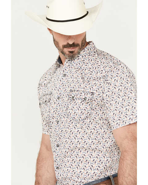 Image #2 - Moonshine Spirit Men's Banjo Paisley Print Short Sleeve Snap Western Shirt, Ivory, hi-res