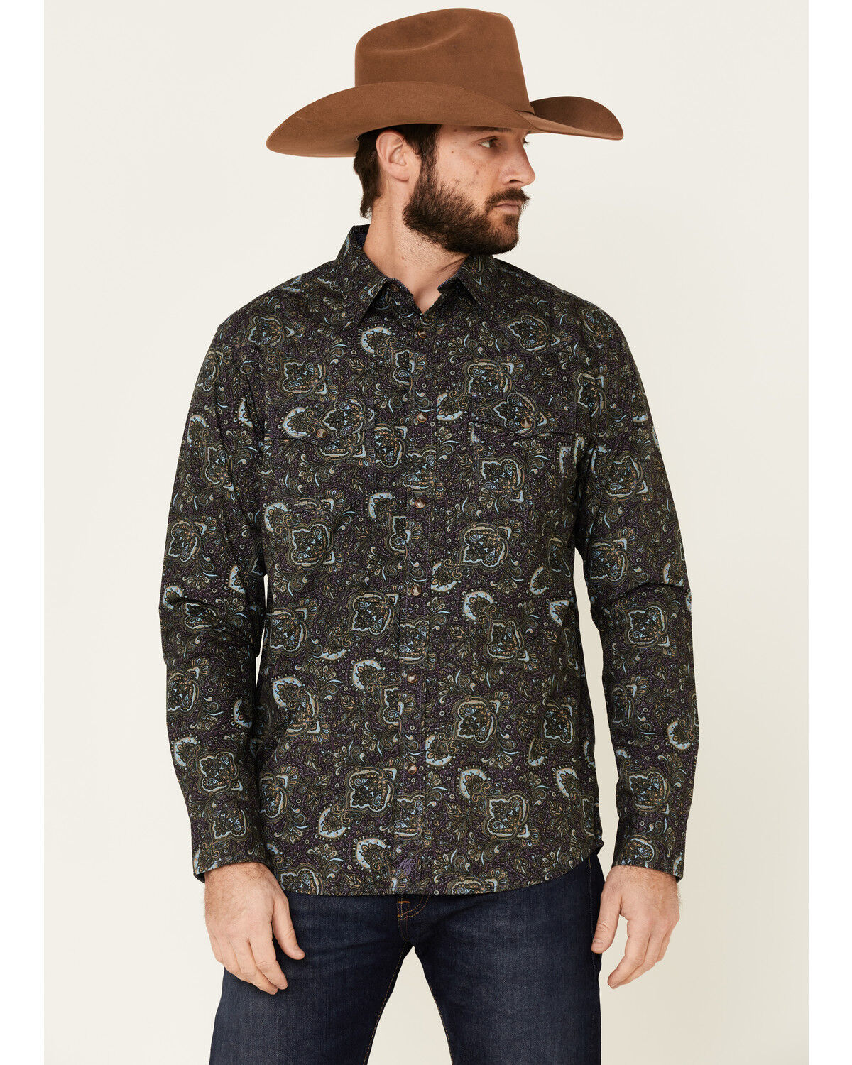 Image #1 - Moonshine Spirit Men's Legacy Large Paisley Print Long Sleeve Western Shirt, Multi, hi-res