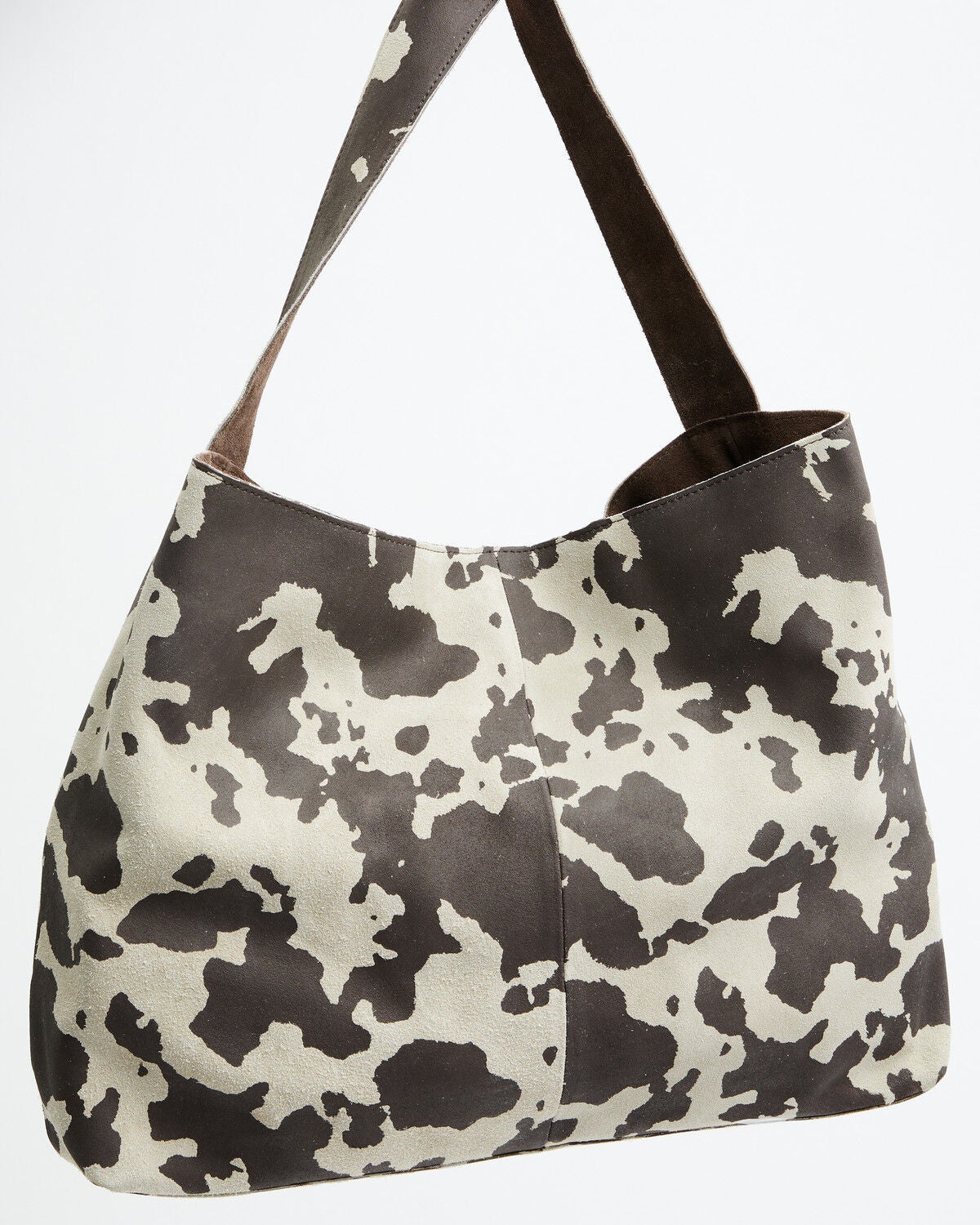 Shyanne Women's Cow Print Suede Hobo Bag, Brown, hi-res