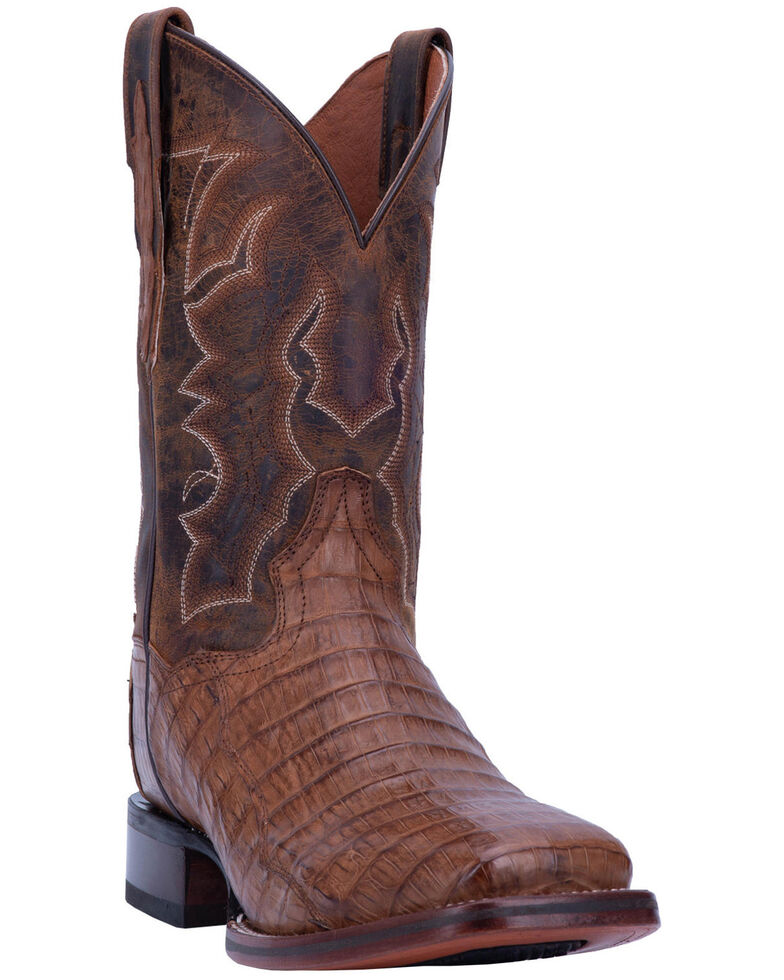 Dan Post Men's Kingsly Chocolate Caiman Western Boots - Wide Square Toe, Chocolate, hi-res