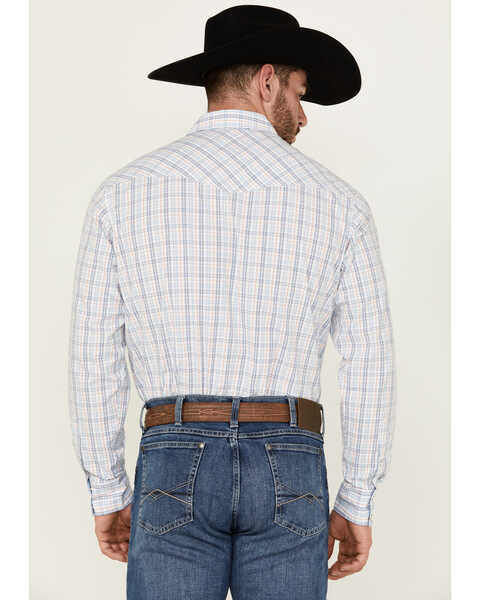 Image #4 - Wrangler 20X Men's Plaid Print Long Sleeve Pearl Snap Stretch Western Shirt , White, hi-res