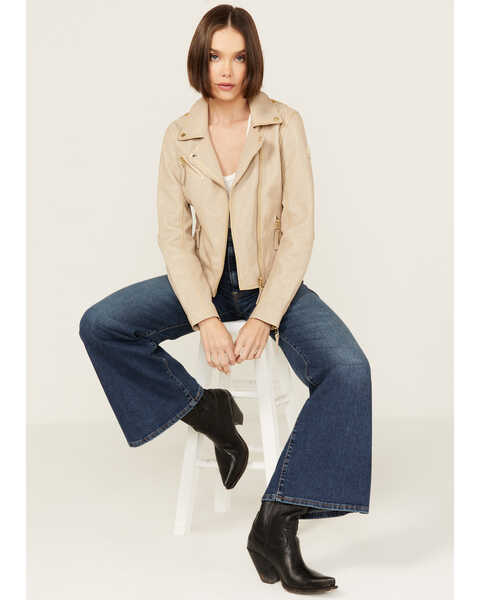 Image #4 - Mauritius Leather Women's Christy Star Zip-Front Moto Leather Jacket , Off White, hi-res